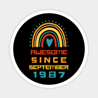 Rainbow Awesome Since September 1987 34th Birthday Magnet